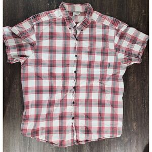 Columbia Shirt Mens Extra Large White Plaid Red button‎ Down